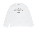 White sweatshirt with 'Acne Studios Stockholm 1996' text on a white background