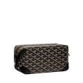 Patterned toiletry bag on a white background