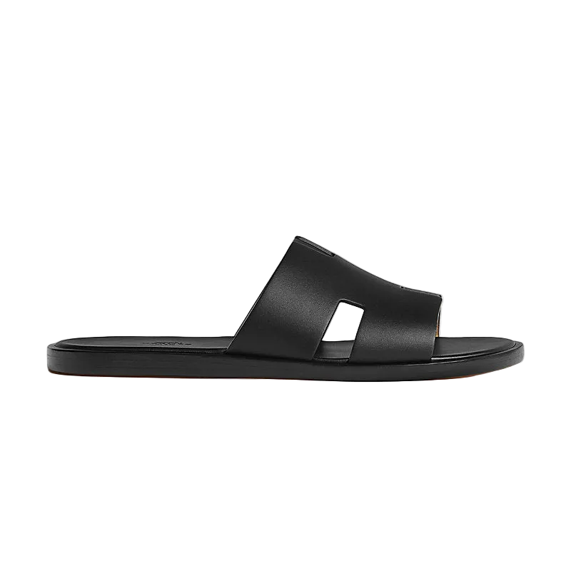 Black sandal on a light gray background