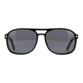 Black Tom Ford sunglasses with gold accents on a white background
